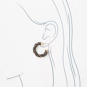 LOFT | Faux Leather Hoop Earrings | Deep Cacao